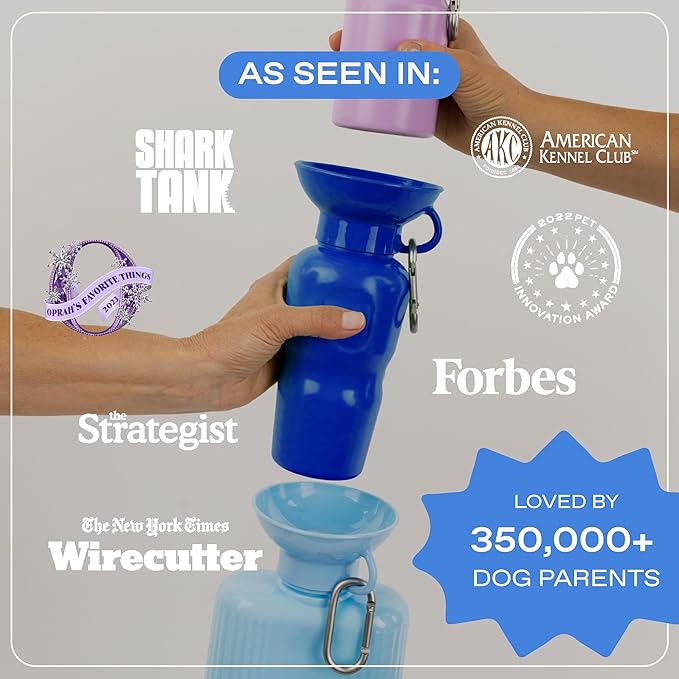 Springer by Springland Dog Water Bottle | Portable Travel Water Bottle Dispenser for Dogs | Dog Gift Seen on Oprah's Favorite Things, Shark Tank | Leak-Proof Bottles | BPA-Free 22oz Sky Blue
