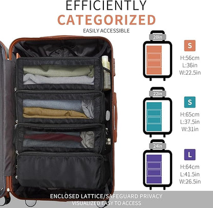 Suitcase Organizer Travel Bags Organizer for Luggage Compression Hanging Packing Cubes for Travel Carry on Closet (Bag Only)