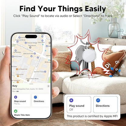 2025 Air Tracker Tags-4 Pack 5.3 Smart Bluetooth Tracker Tag Work with Apple Find My (iOS Only) Key Finder Item Locator for Keys, Luggage,Wallet, Backpack, Pets,etc. (White, 4 Pack)