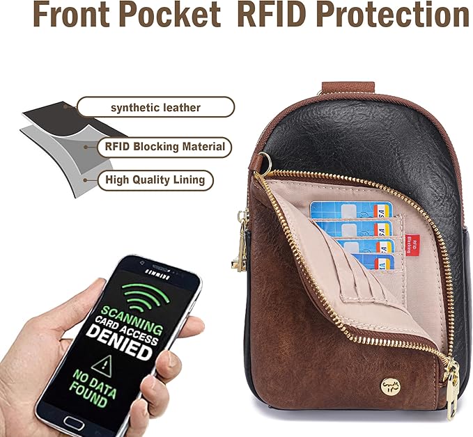 INICAT RFID Blocking Sling Bag,Anti Theft Crossbody Bags for Women,Travel Gifts Cross Body Purses Vegan Leather