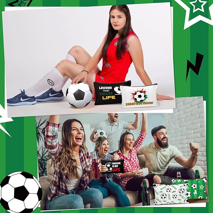 30Pcs Soccer Makeup Bags Soccer Cosmetic Bag Accessories for Women Travel Toiletry Pouch for Lover Players Sports Team Christmas Gifts