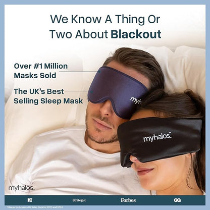 MyHalos® Sleep Mask - Eye Masks for Sleep - 100% Blackout Sleeping Mask for Women, Men & Side Sleepers - 3D Sleeping Eye Mask for Zero Pressure - Award Winning Design, Eyelash Friendly & Breathable