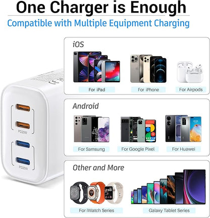 40W USB C Charger Block, 2-Pack, 4 USBC Ports, Type C Wall Plug USB-C Fast Charging, iPhone Charger Adapter Box Cube for iPhone 17, 17 Air, 17 Pro, 17 Pro Max,16, 15, 14, 13, 12, Samsung Phone