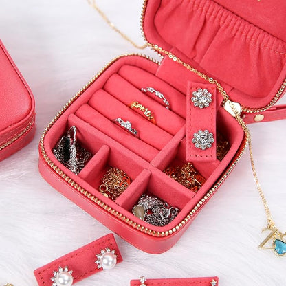 Angelina's Palace Personalized Jewelry Case with Name Engraved,Custom Leather Travel Jewelry Organizer Box for Rings,Earrings,Necklaces,Birthday Bridesmaid Gift For Women