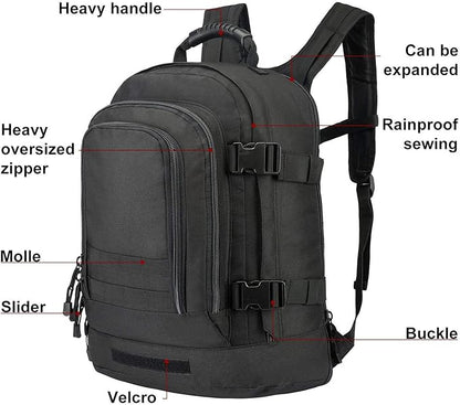 Greencity Laptop Backpacks Tactical 3 Day Expandable Bug Out Bag Classic Case Travel Hiking，Black