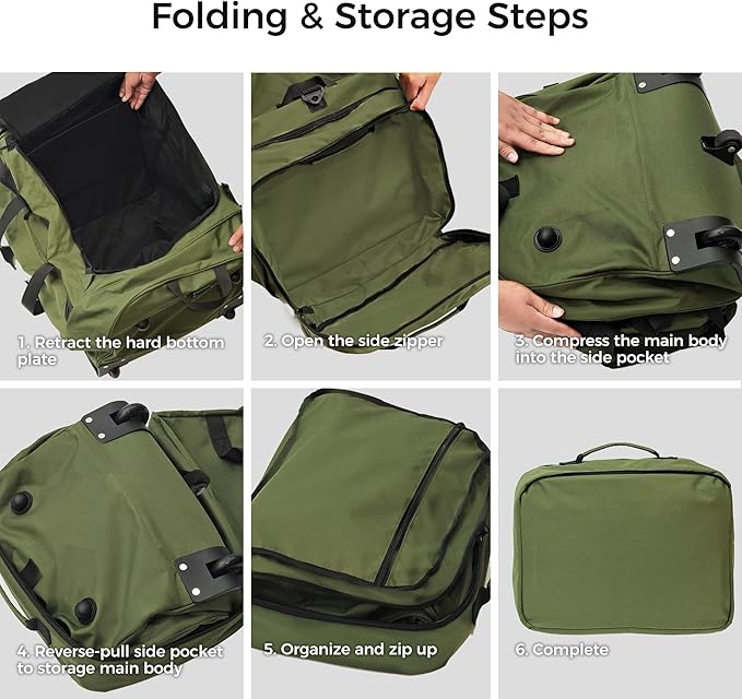 Rolling Duffel Bag with 3 Wheels, 110L-120L Expandable Foldable Travel Duffel, 28" No-Sag Design Waterproof Carry On Luggage, Lightweight Weekender Bag for Men Women, Camping/Cargo/Air Travel