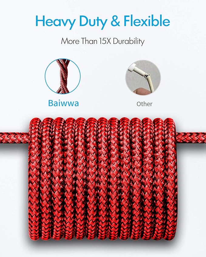 Baiwwa Long USB C Cable 15ft, USB A to Type C Cable Charger Cord Premium Nylon Braided for iPhone 16 15 Series Samsung Galaxy Note Tab, Moto, LG, Pixel and More USB C Smartphone & Tablet