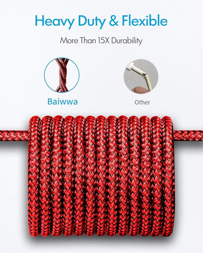 Baiwwa Long USB C Cable 15ft, USB A to Type C Cable Charger Cord Premium Nylon Braided for iPhone 16 15 Series Samsung Galaxy Note Tab, Moto, LG, Pixel and More USB C Smartphone & Tablet
