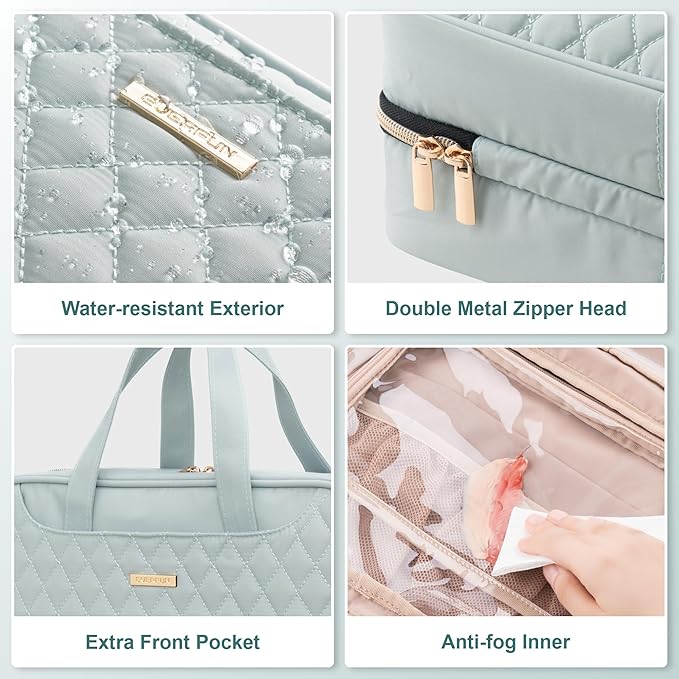 Everfun Hanging Travel Toiletry Bag Christmas Gifts for Women Traveling With Leakproof Compartment Makeup Cosmetic Organizer Dopp Kit Travel Accessories Essentials Must Have