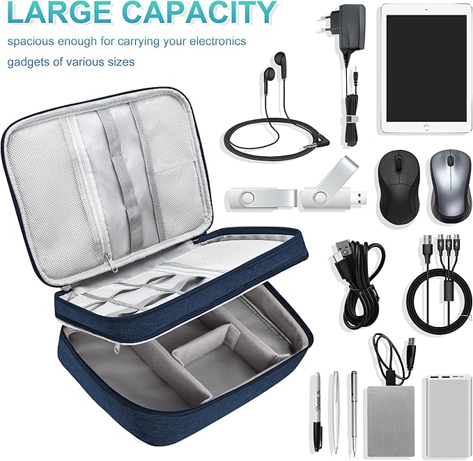 CILLA Electronics Organizer Travel, Travel Cord Organizer Case, Compact Electronics Accessories Bag for Cable, Cord, Charger, Phone