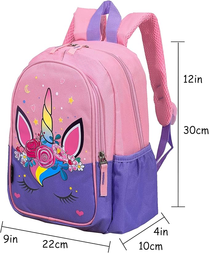 11 Inch Kids Small Toddler Preschool Travel Backpack Cool Cute Cartoon Daypack（Unicorn Purple）