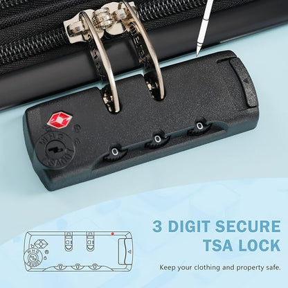 Merax 3 Piece Luggage Sets, Hardside Lightweight Carry on Suitcase,Durable Expandable Luggage with Travel Bags Spinner Wheels and TSA Lock,Light Blue