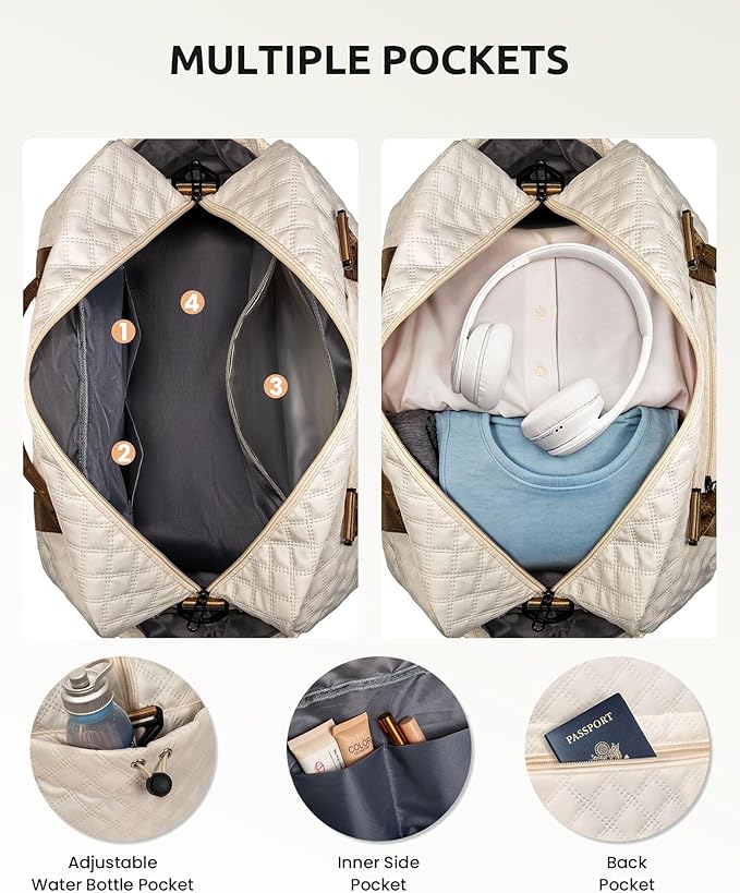 Gifts for Girls-Initial Duffle Bag with Shoe Compartment, Personalized Weekender Bag, Monogram Overnight Bag, Letter Travel Bag with Makeup Bag，Personalized Gift Idea for Women Her (Letter G)