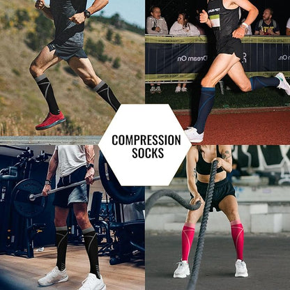 Compression Socks for Women Men Circulation Knee High 8 Pairs for Nurses, Running, Travel, Athletic