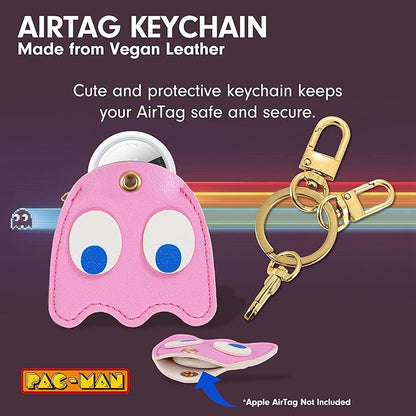 Sonix Keychain Case Compatible with Apple AirTag | Protective AirTag Cover Keychain Charm | Pac-Man Classic - Pinky