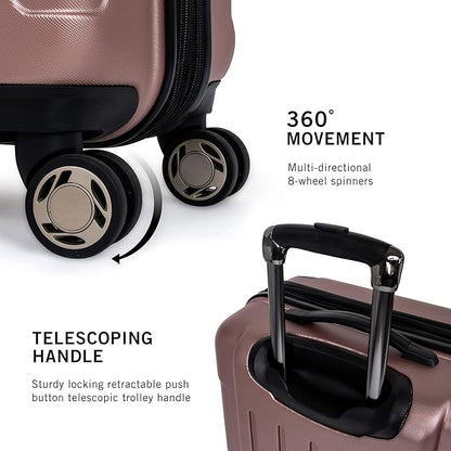 Kenneth Cole REACTION Renegade Luggage Expandable 8-Wheel Spinner Lightweight Hardside Suitcase, Rose Gold, 20-Inch Carry On