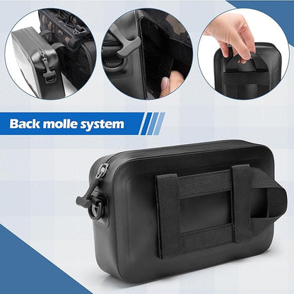 Waterproof Sling Bag with Phone Touch Screen Feature and Back Molle System, Waterproof Fanny Pack with a Carabiner and a Whistle, Black