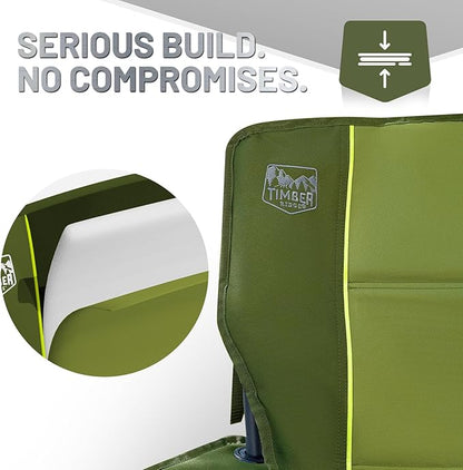 TIMBER RIDGE Oversized Folding Camping Chair for Adults, Support 550 LBS Heavy Duty with Cup Holder Side Pocket for Camping, Lawn, Picnic, Green