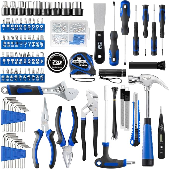 Prostormer 229-Piece Tool Set, General Household Hand Tool Kit with Portable Tool Box, All Purpose Home Tool Kit Includes Essential Tools for Daily Use