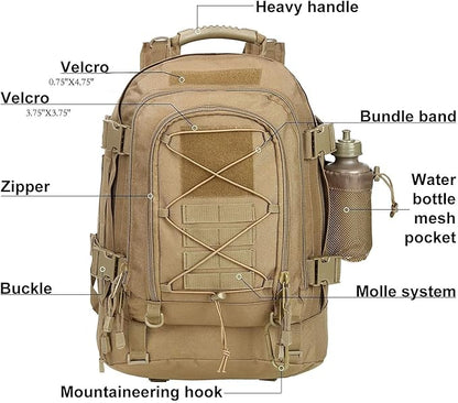 Tactical Backpack Military Army Daypack - Assault Pack for Men Molle Backpacks Bug Out Bag 3 Day Pack for Hiking Camping Travel Hunting Rucksack Trekking Coyote