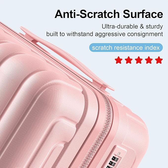 MGB Hardside Checked Luggage with Wheels, Lightweight Durable Medium Luggage with TSA Lock, PC Hard Shell Suitcase for Travel with 360°Double Spinner Wheels