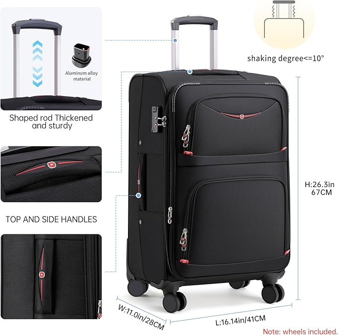 Softside Expandable Luggage with 4 Spinner Wheels, Durable Carry-On Luggage Suitcase (Gray, 2-Piece Set 21/25)