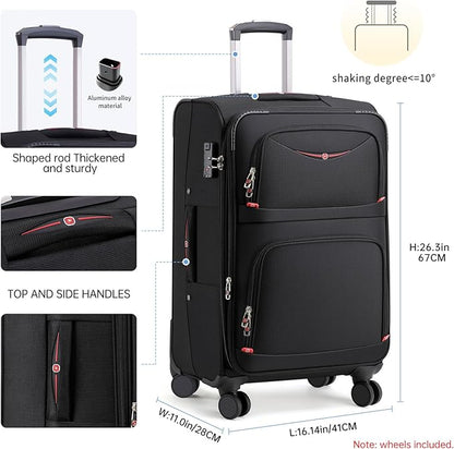 Softside Expandable Luggage with 4 Spinner Wheels, Durable Carry-On Luggage Suitcase (Blue, 2-Piece Set 21/25)