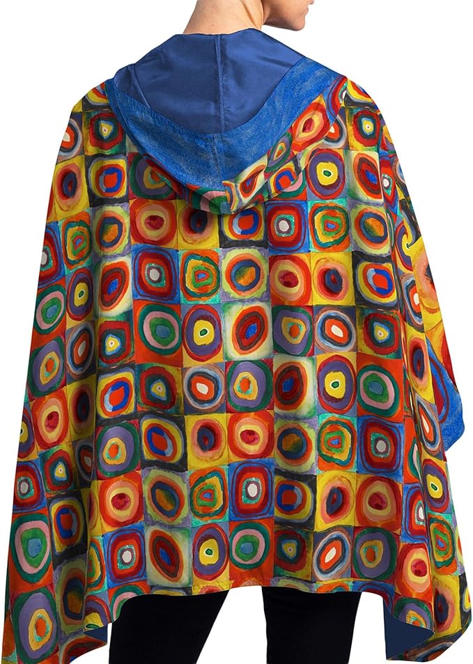 RainCaper Kandinsky Circles Womens Rain Cape Poncho with Hood Reversible