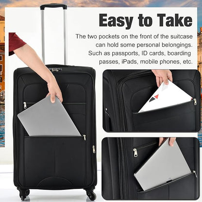 Luggage Sets 5 Piece Softside Expandable Lightweight Durable Softshell Suitcase Sets Spinner Wheels TSA Lock