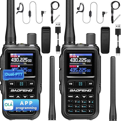 BAOFENG UV5RMINI Two Way Radio NOAA Weather Radio Dual PTT 999CH Survival Radio APP Programming Copy Frequency Ham Radio