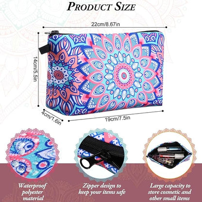 Dunzy 20 Pcs Makeup Bags Bulk Graduation Gift Cosmetic Bag Makeup with Zipper Pouch Waterproof Portable Travel Toiletry for Women Teacher Birthday Thanksgiving Christmas Gifts(Mandala)