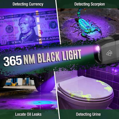Mossy Oak Rechargeable EDC Flat Flashlight 1200 Lumens, Pocket Work Light with Magnetic Base, UV & White Light Combo, Waterproof LED Inspection Light for Work and Home - Idea Christmas Gift for Men