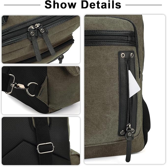 Vintage Messenger Bag, Canvas Backpack for Travel, Men's Shoulder Bag, Dual-use Bag for Hand Carry and Crossbody Carry