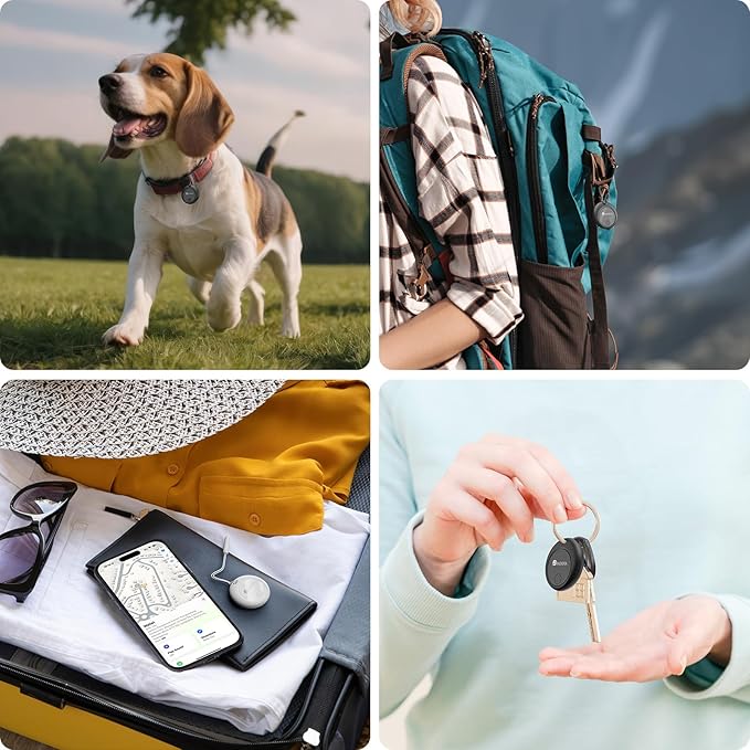 2025 [Apple MFi Certified] (iOS Only) Bluetooth Tracker Smart Finder for Apple Find My iPhone Keys Finder GPS Tracker, 5-10 Years Staying Power, Keys Finder and Item Locator for Wallet, Bags, Passport