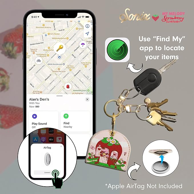 Sonix Keychain Case Compatible with Apple AirTag (My Melody x Strawberry Shortcake)