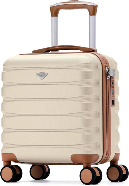Flight Knight Carry On Suitcase 16.25x13.5x8 Hardside TSA Lock & USB Port Lightweight Luggage Silent Double Spinner Wheels Maximum Underseat Carry-On Bag For Virgin & South West Approved Airlines