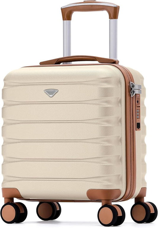 Flight Knight Carry On Suitcase 16.25x13.5x8 Hardside TSA Lock & USB Port Lightweight Luggage Silent Double Spinner Wheels Maximum Underseat Carry-On Bag For Virgin & South West Approved Airlines