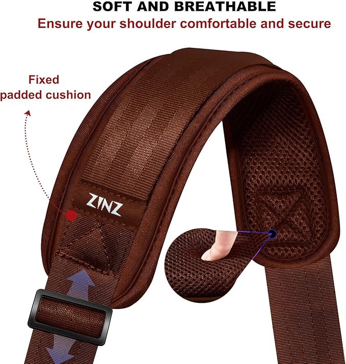 ZINZ 79.5" Universal Bag Strap with Ultra-Thick Fixed Breathable Pad Adjustable Heavy-Duty Shoulder Strap for Laptop Bag Crossbody Luggage Gym Bag Camera Bag and More -B01R01