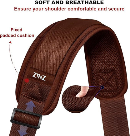 ZINZ 79.5" Universal Bag Strap with Ultra-Thick Fixed Breathable Pad Adjustable Heavy-Duty Shoulder Strap for Laptop Bag Crossbody Luggage Gym Bag Camera Bag and More -B01R01