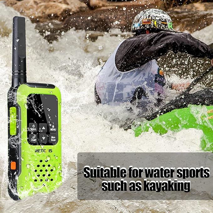 Retevis RT49P Waterproof Walkie Talkies, IP67 Portable FRS Two-Way Radios, Waterproof Floating Walkie Talkies for Adults, NOAA, Flashlight SOS, for Kayaking, Fishing, Hunting 4 Pcs