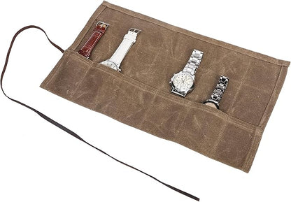 Travel Watch Roll Organizer with 6 Slots Handmade Watch Travel Case Roll-up Watch Organizer Storage Box Jewelry Roll Watch Travel Pouch Waxed Canvas Easy Carry On Watchlover Storage Gift for Men