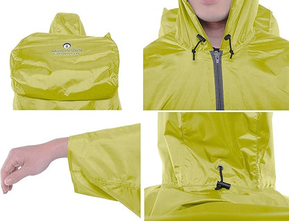 Adventure World Globotrekker Backpack Poncho Lightweight Waterproof Rain Poncho for Hiking, Camping, Travel & Outdoor Use