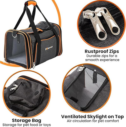 17"x11"x11" Expandable Pet Carrier for Cats and Dogs up to 15 Lbs, TSA Airline Approved, Alloy Accessory, Soft Sided Cat Carrier with Removable Wool Mat, Collapsible Travel Carrier for Cat
