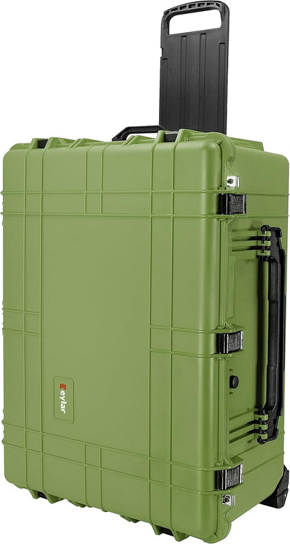 Eylar 31.5" X-Large Protective Roller Hard Case for Cameras, Drones, Tools, and AV Equipment with IP67 Waterproof, Shock Resistant, and Customizable Foam Inserts (OD Green)