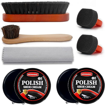Black Brown Shoe Polish Kit Saddle Soap Mink Oil Leather Boot Shoe Shine Kit Conditioner Cream Wax Care Clearner Set