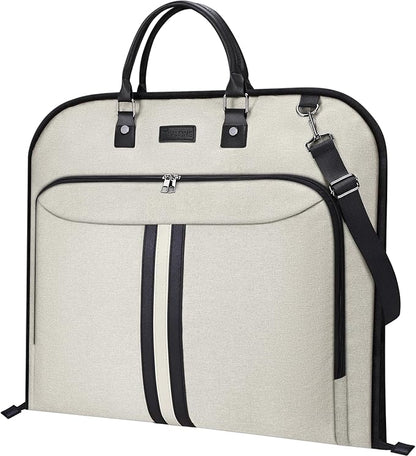 BALEINE Travel Garment Bag, Travel Suit Bag for Men, 42'' Waterproof Carry on Garment Bag for Hanging Clothes, Garment Duffel Bag for Travel Business (Beige)