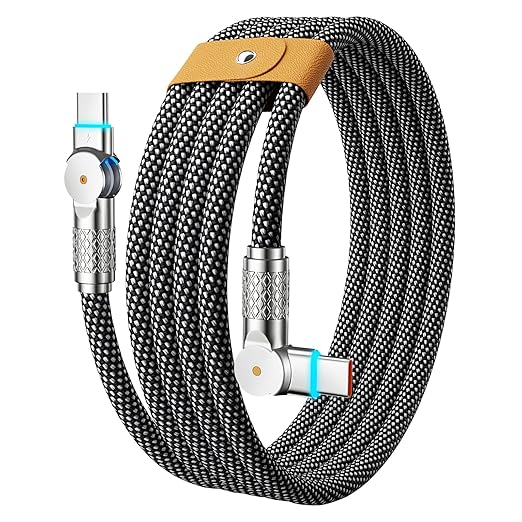 240W USB C to USB C Cable 10FT,180°Rotation Long USB C Cable Fast Charging, USB 2.0 Nylon Braided Type C Charger Cord for iPhone 17/16/15,MacBook,iPad ﻿