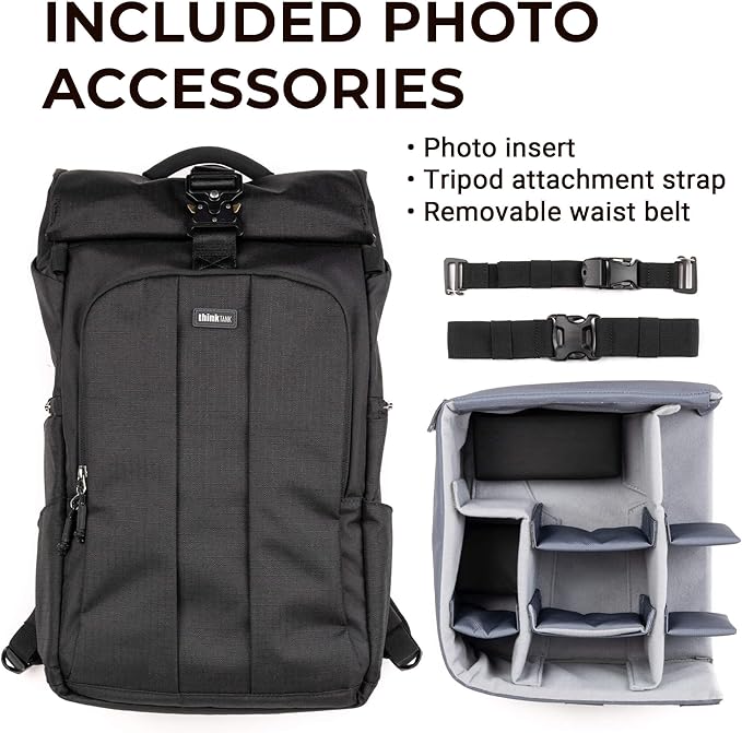 Think Tank FocusPoint 22L RollTop Camera Backpack - Urban Rust: Expandable Travel & Camera Backpack with Laptop Sleeve, Quick Side and Back Access, Rain Cover – Versatile Photography & Travel Bag