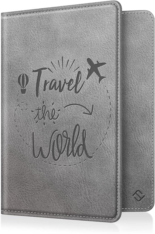 FINTIE Passport Holder, Slim Travel Wallet RFID Blocking Card Case Cover Passport Cover Protector Essentials with Credit Card Slots for Women/Men