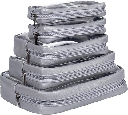 TSA Approved 5-Piece Diaper Bag Organizer Pouch Set Clear Waterproof TPU Kids Toiletry Storage Set Travel Packing Clutch Cube Bags for Baby Nursing